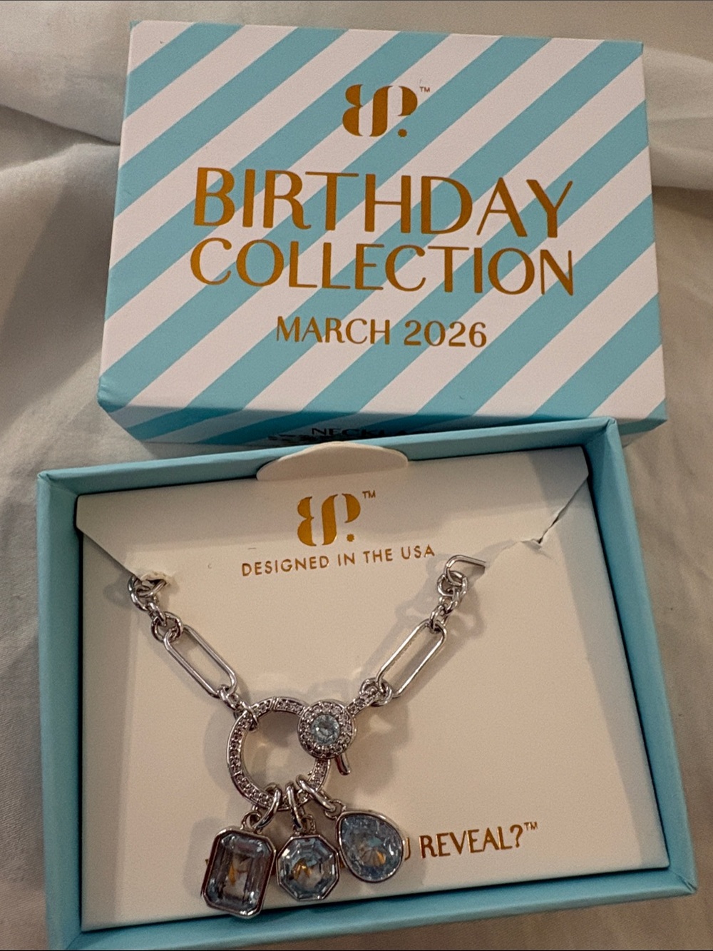 Plated Silver Blue Gemstone Pendant Necklace - Birthday Collection